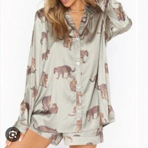 Show Me Your MuMu Leopard Print Satin Pajama Set